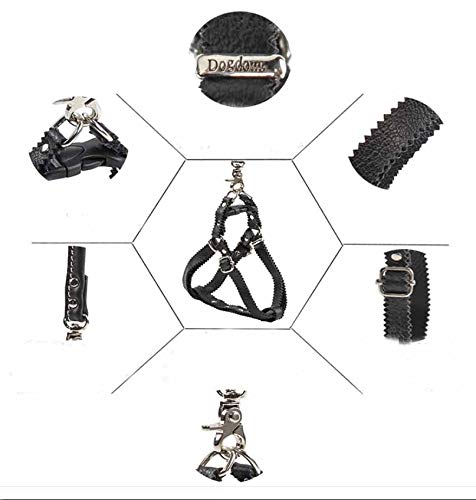 Hundegeschirr Kleine Hunde Leder Verstellbar feiling Hundegeschirr Welpen Brustgeschirr Haustier Ausbruchsicher Katzengeschirr Ledergeschirr Weichem mit 1.3m Hundeleine Leder (Braun)
