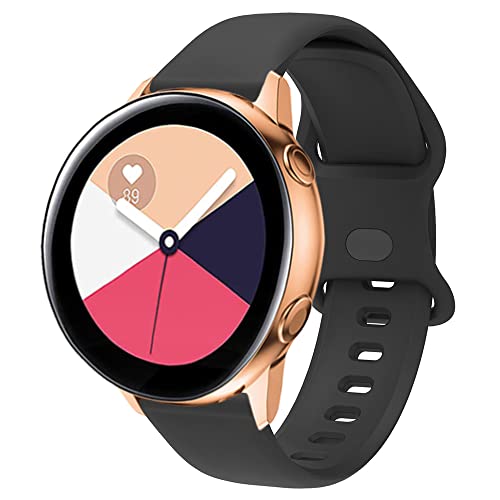 ACTECH Correa para Samsung Galaxy Watch Active/Active 2/Galaxy Watch 42mm/Watch 3 41mm/Huawei Watch 2/GT2 42mm/Forerunner 245/245M/645/Vivoactive 3 Pulsera, 20mm Silicona Pulsera (Negro) Cover