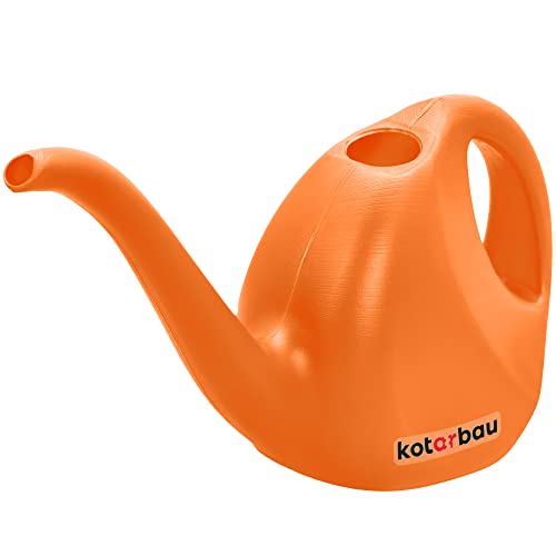 KOTARBAU Arrosoir de jardin 2 l en plastique pour arroser les fleurs avec long bec - Petit arrosoir pour l'intérieur et l'extérieur - Arrosoir pour plantes - Orange