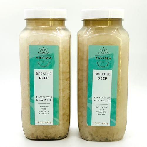 2 Aroma Breath DEEP Eucalyptus & Lavender Luxury Soak Salts Bath Body 17 oz