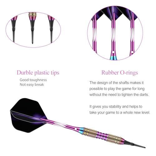Sanfeng CYBR20-05 Soft Tip Darts Set 20 Gram Rainbow Brass Barrel Darts Plastic Tip thumb #3