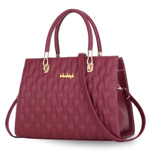 Image of LIKE STYLE Quilted PU Rexine Handbag with Detachable Sling Strap