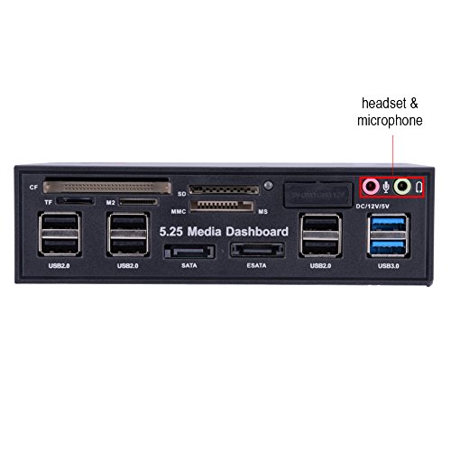 5.25Inch Media Dashboard Multi Function Usb 3.0 Hub Tf M2 Sd Ms Card Reader Desktop Front I/O Panel Front Panel Internal Card Reader, (M2 / Tf/Sd/Mmc/Ms/Cf) #TOP2