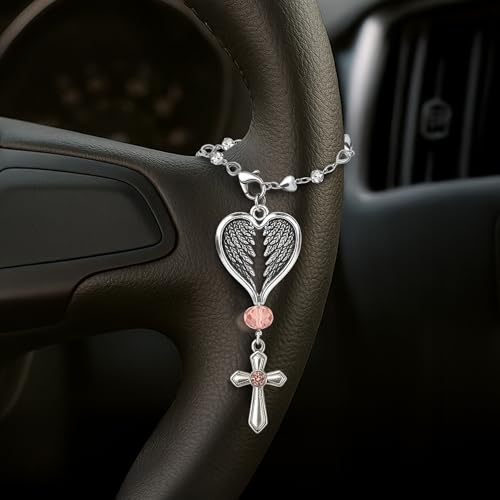 Cross for Car Mirror Hanging, Christian Gifts for Men, Daily Bible Verse Car Cross Hanging Accessories, Christian Car Accessories, Jesus Religious Gifts, for Dad, Father, Men, Husband