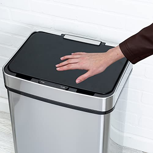 Caneca de basura rectangular de acero inoxidable 50L con sensor miniatura 4