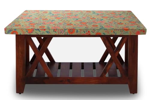 Image of The Furnishing Tree Elastic Cotton Rectangular Center Table Cover 14x24 in Inches Floral Multicolor on Green Base