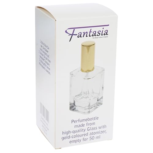 Frasco cuadrado Fantasia con bomba spray 50 ml oro miniatura 3