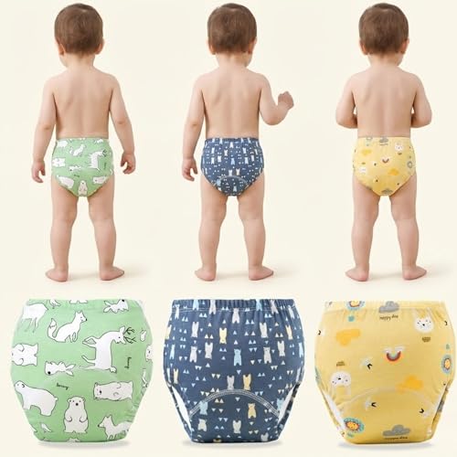 Image of Bembika Baby Training Pant Soft Cotton Reusable Potty Training Pants For Kids Leak-Resistant, Padded Underwear For Babies To Support Diaper Free Transition (L Size For 18-24 Months Pack Of 3)