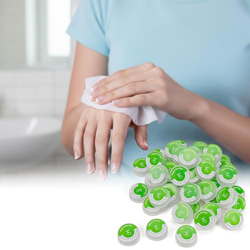 Image of 50 Pack Rose Fragrance Hand Wipes - Sanitizing Non-stimulating Press Push Up Towelettes, Individually Sealed Wet Mini Wipes, Alcohol-Free Moisturizing Cleaning for Travel, Gym & Outdoor Activities
