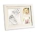 Produktbild Spatz Baby Hand und Fuß Gipsabdruck Set  Holz Bilderrahmen, echtes Glas, Geschenkverpackung, Ton  Zum Aufhängen oder stehend, weiß  Schöne Erinnerung als Fotorahmen Collage oder Babyparty Geschenk