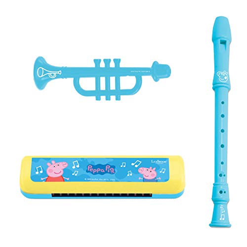 Lexibook, Peppa Pig, Set met 7 muziekinstrumenten (Drum, Maracas, Castagnet, Harmonica, Blokfluit, Trompet, Tamboerijn), Muzikaal speelgoed, Handig mee te nemen spel, Blauw/Geel, K360PP - Image 3