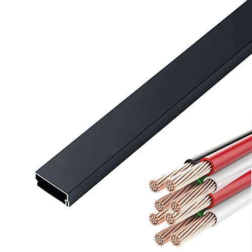 Cubierta para cables de piso y pared, canal de ocultación para cables de TV, color negro, plateado y madera, con riel, ancho de 24 mm, kit organizador de cables para hogar y oficina, longitud 100 cm miniatura 1