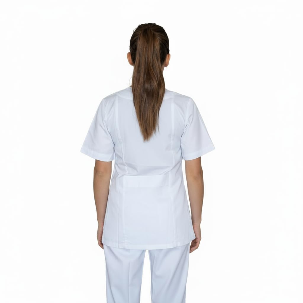 Divisa Medica da Donna, Camice con Zip, Uniforme Professionale, Mezza manica