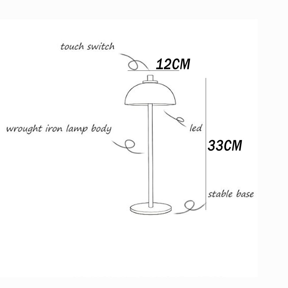 Lampada da Tavolo a Forma di Fungo a Batteria LED Regolabile Luce Fungiforme Lampada da Tavolo Senza Fili, Ricaricabile tramite USB, Senza Cavi, 3000K-6000K Lampada a Fungo Alimentata,Rosso