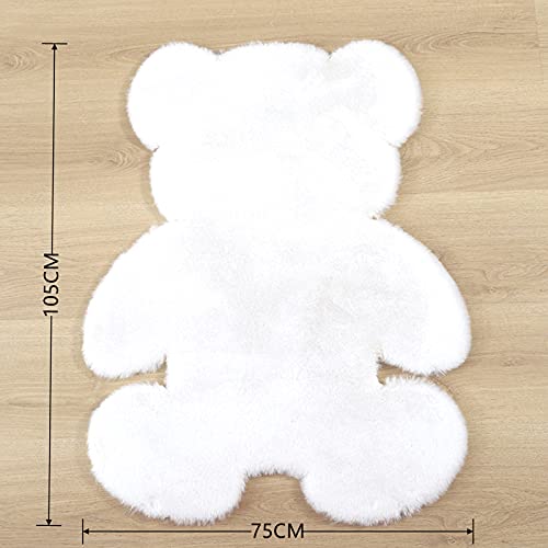 KRIPINC Bear Faux Sheepskin Rug, Animal Faux Fur Rug, White Fluffy Carpet, Kids Carpet - Image 3
