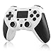 JAMSWALL Mando para PS4, Controlador Inalámbrico Para PlayStation 4 y PC, Panel Táctil Gamepad con Doble Vibración y Función de Audio, Agarre Antideslizante y Panel Táctil LED, Blanco