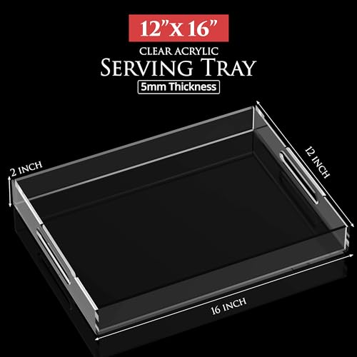 Acrylic-Tray-16x12-with-Cut-Handles-Spill-Proof-Decorative-Tray-is-an-Ideal-Countertop-Organizer-for-Living-Rooms-Ottoman-Coffee-Tables-Offices-Kitchens-Serving-Guests