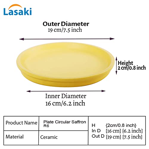 Image of Lasaki Round Ceramic Trays (Plates Saucers) for Pots, planters, Flower, Succulent(Set of 2,Saffron,6 inch) R6(Plants not Included)