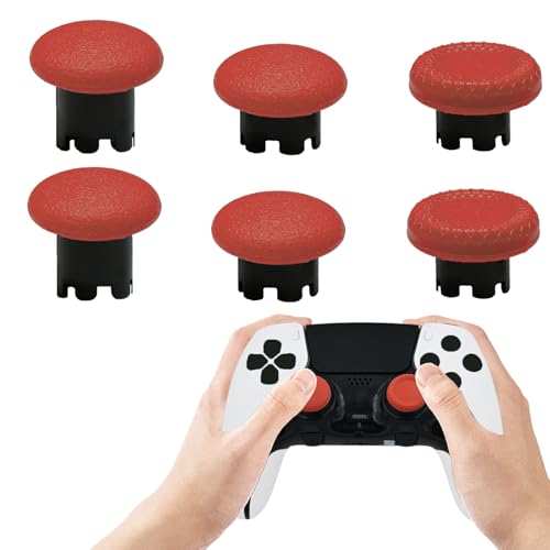6 Pack Swappable Thumbstick Caps for PS5 Edge Controller Joysticks(Red)