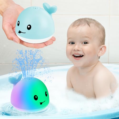 Image of Gigilli Water Toys for Toddlers 1-3, Light Up Whale Water Spray Pool Toys for Infant 6-12 12-18 Months or Kids Ages 2-4, Rechargeable Blue