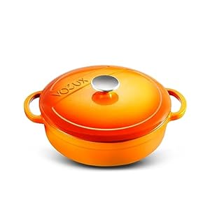 Voeux Kitchenware- Enameled Cast Iron Dutch Oven Casserole with lid (4.4 Qt, Amusant)