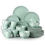 LOVECASA Round Porcelain Dinnerware Set, 32-Piece Dishes Dinner Sets, Dinner Plates, Dessert Plates,...