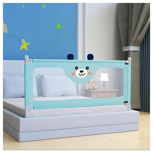 HUHJYUGE Bed Rail, Barandilla de Cama para Niños, Barrera de Cama Portatil y Extensible Protección Anticaídas Altura Regulable con Red Ventilada, Tipo de Cama Universal (D 1.8m)