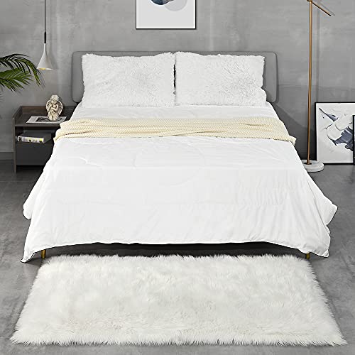 Guucha Soft Modern Faux Sheepskin Rug, 3X5 Feet Fluffy Faux Fur Area Rugs For Bedroom Living Room, Kids Plush Fur Carpets For Boys Girls Nursery Home Decor, White #TOP2