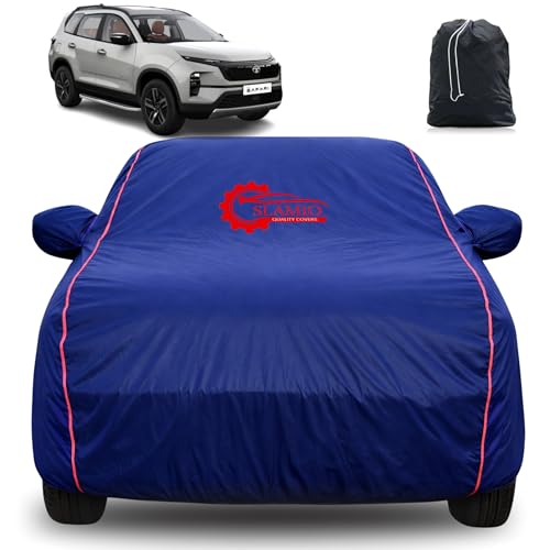 Image of 100% Waterproof Car Cover for Tata Safari 2021-2026 | All-Weather, Dustproof & UV Protection | Heavy-Duty 3-Layer Fabric | Custom Fit with Mirror & Antenna Pocket | Navy Blue