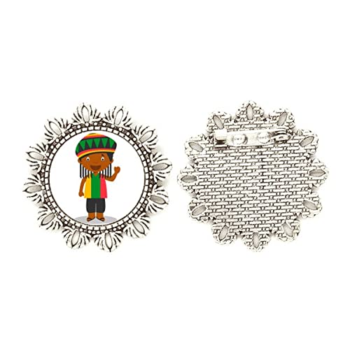 Broche de flores plateadas de Jamaica medium, prendedor para chaquetas
