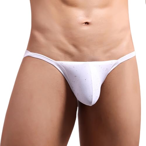 FEOYA Men's Sexy Shiny Sparkle Sequin Bikini Briefs Low Rise Pouch Panties Underwear Stretchy Thong Underpants