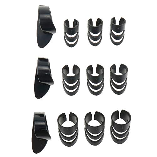 Coshar 12pcs Guitar Picks Finger Picks Thumb Picks,Small, Medium and Large Guitar Picks Plectrums with Stringed Instrument Accessories,Black Color