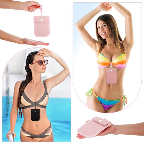 2 PCS Travel Bra Wallet for Women, Pink & Black Adjustable Hidden Undercover Travel Bra Pouch for Credit Cards Valuables Secret Pocket for All Bra Sizes4