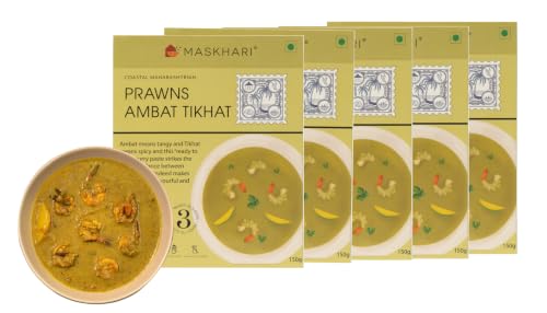 Image of Maskhari Prawns Curry Paste Pack of 5 150g | Authentic Maharashtrian Seafood Curry Base | Ready to Cook Food | Ready to Eat Style Curry Base | No Preservatives Artificial Colors | Instant Indian Meal