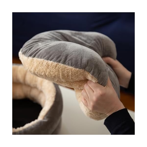 MANRED Katzenbett Für Den Innenbereich Weicher, 48 x 48 cm, 19 cm hoher Rand, Maschinenwäsche, rutschfest, Mit Abnehmbarem Kissen – Bild 3