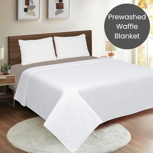 Cote De Amor 2349 Linen Hub 100% Cotton Prewashed Waffle Weave Blanket Queen Size 90X90 Inches thumb #2