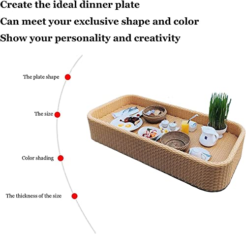 SDdPulse Floating Tray Rattan Woven Tray, Food Tray Floating Tray, Luxury Floating Tray Table, for Pool Serving Drinks Brunch Food, Apricot Color,White