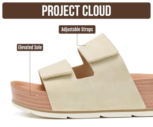 Image of Project Cloud 100% Genuine Leather Platform Sandals Women Footwear-Beach Essentials Summer Wedges with Plush and Soft Insole-Non Slip & Lightweight Wedge Sandals For Women 2026