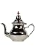 Produktbild Marokkanische Teekanne aus Messing versilbert 0,4l mit Sieb und Griff | Orientalische Kanne Schlicht 400ml silberfarbig mit Deckel