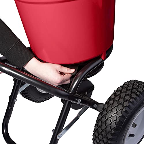 EarthWay 2150 Commercial 50 LB Broadcast Fertilizer Spreader. Heavy-Duty Walk-Behind Push Garden Seeder with Adjustable Drop Rate and Driving Handle. Large 13 inch Pneumatic Stud Tires - Image 6