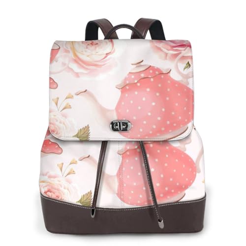 Sac à dos femme noir polyvalent pour loisirs et affaires au motif roses romantiques