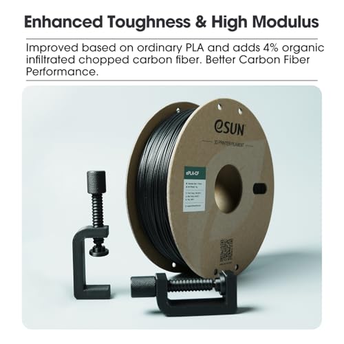 Image of eSUN Carbon Fiber PLA Filament 1.75mm, Matte Texture 3D Printer Filament Carbon Fiber Reinforced PLA for Fast Printing, 1KG Spool (2.2 LBS) 3D Printing Filament for 3D Printers, Black