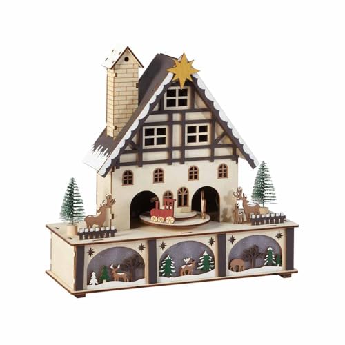 EUROtops LED-Schwibbogen Magie am Nordpol | Holz-Deko mit drehendem...