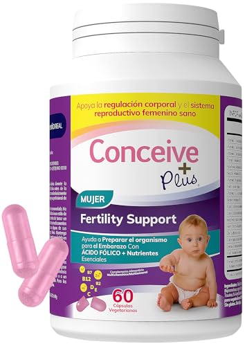 Conceive Plus Suplementos de Fertilidad para Mujeres Preparativos para el Embarazo Tabletas de Calcio y Vitamina D Ácido Fólico, Inositol Vitaminas Prenatales para Mujeres 30 Días 60 Cápsulas