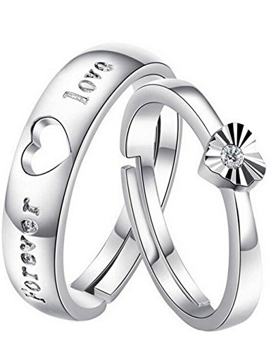Adjustable silver plated Finger Rings Fine Fashion Forever Love Steel Ring Women&Men Gift Silver Jewelry