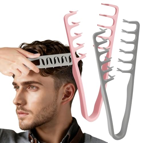 Textur Kamm, 2 Stück Lockenkamm, Styling kamm, Texture Comb, leichtes Pflegezubehör, Volumenkamm, ideal für lockiges Haar, Breiter, Volumenwerkzeug für Wurzeln, Nahtabdeckung, für Männer und Frauen