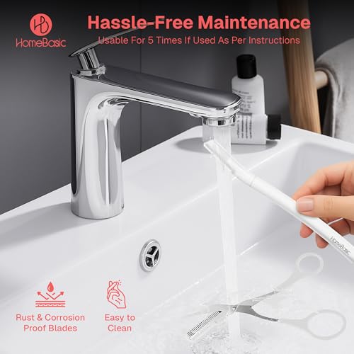 Image of HOMEBASIC Reusable Face Razors with Eyebrow Trimmer Scissor| Painless Hair Remover Kit for Men & Women's Eyebrows, Forehead, Upper Lips, Chin, Peach Fuzz, Sideburns| Dermaplaning Tools (Pack of 4)