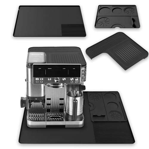 Silicone Coffee Maker Mat for Ninja Luxe ES601 & ES701: 3-in-1 Top Mat + 24"x16" Coffee Bar Mat + Espresso Tamping Mat – Food-Grade Silicone, Waterproof, Non-Slip, Heat-Resistant Coffee Accessories