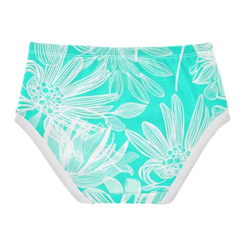White Floral Aqua Little Girl Panties Girls Underwear Toddler Cotton Animals Briefs Kids Undies 2t2
