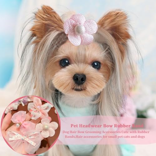 MIRKUZI Haaraccessories für Hunde,10 Stück Haarspange für Hunde und Katzen Haaraccessoires Zubehör, Kopfbedeckung für Haustiere,Hund BöGen Haarschmuck,Haarnadel mit Schleife für Haustiere